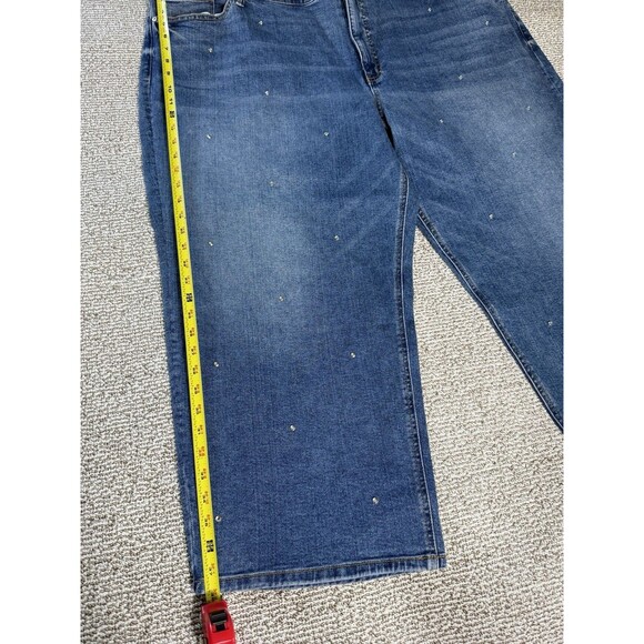 NWT Scoop Low Slung Relaxed Crop Boyfriend Jeans With Rhinestones Women’s 26W - Picture 2 of 8